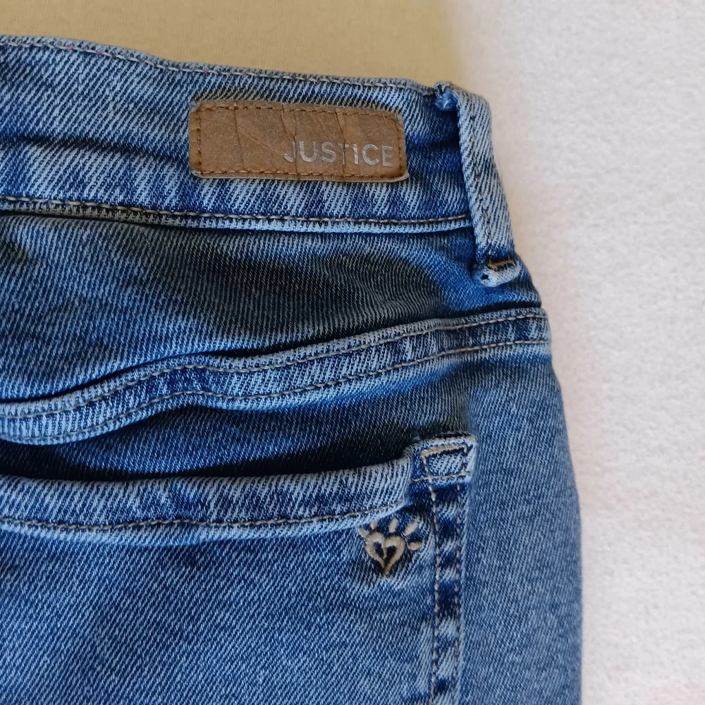Justice Jr Sz18 Blue, White, and Pink Ombre Wide Legged Jeans